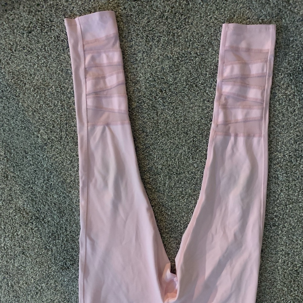Pink high waisted mesh bottom leggings